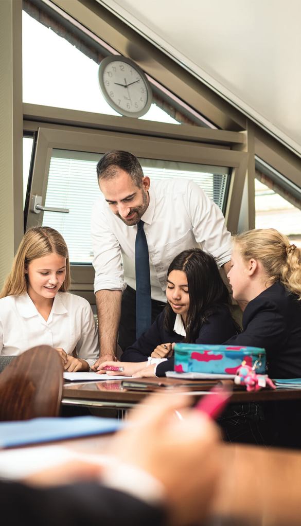 Students in physics class at St. Gilgen International Boarding School