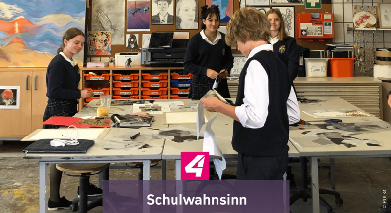 IB students in an art classroom at St. Gilgen International School, an international boarding school in the Austrian Alps