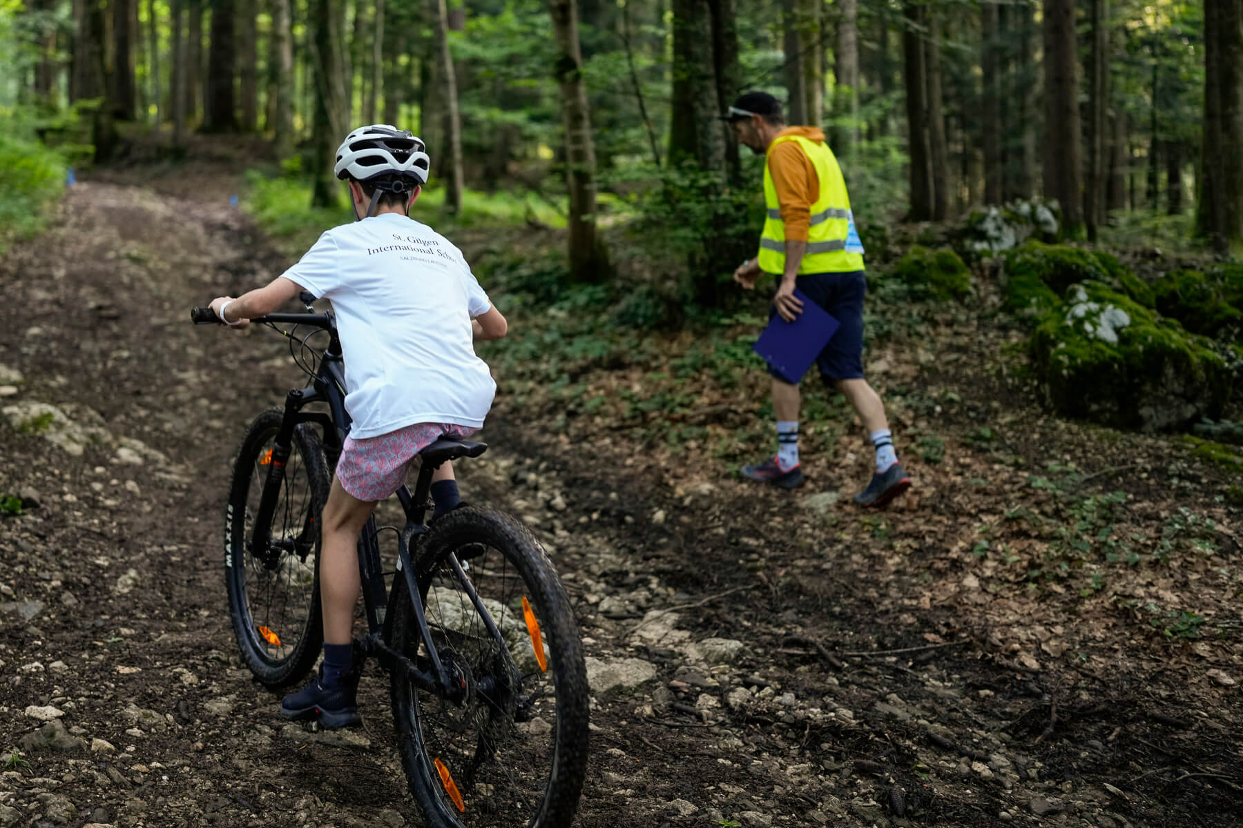 Students taking part in a bike challenge during the DARE Race at St. Gilgen International Day and Boarding School