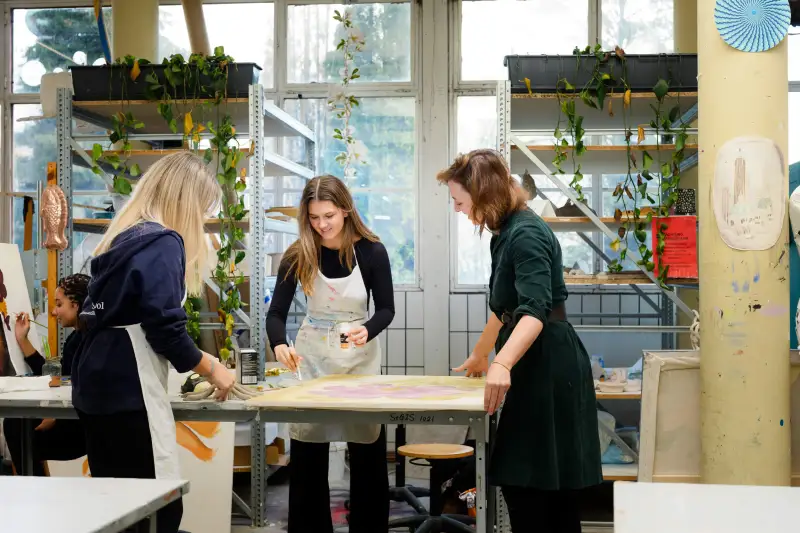 IB students in art class at St. Gilgen International Boarding School